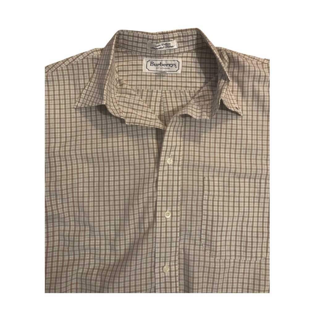 Burberry Checked White Tan Long Sleeve Mens Dress Shirt size 15 1/2 33 - Picture 4 of 5